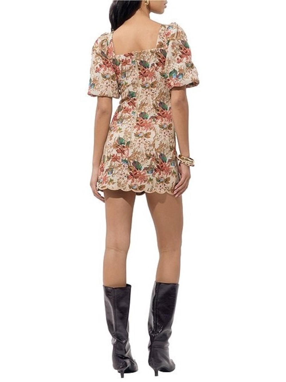 NWT Adelyn Rae Silvie Tapestry Square Neck Floral Puff Short Sleeve Sheath Dress - Picture 3 of 11